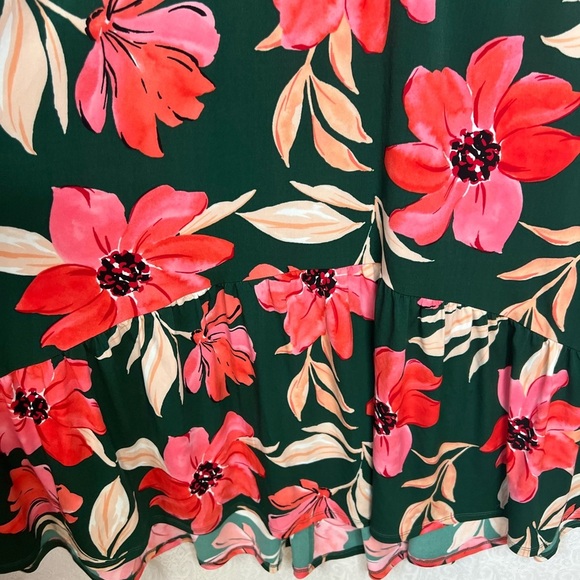 Maggy London Woman Plus Size 20W Green Pink Floral Sleeveless Maxi Dress - Picture 6 of 12